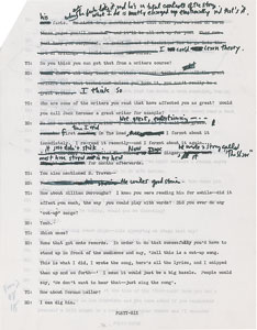 Lot #5035 Bob Dylan Hand-Annotated 1971 Interview Transcript (All Tapes, First Correction) - Image 5