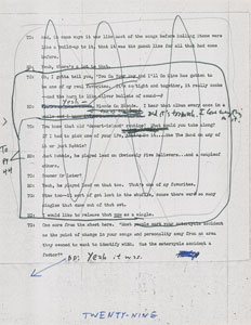 Lot #5035 Bob Dylan Hand-Annotated 1971 Interview Transcript (All Tapes, First Correction) - Image 7