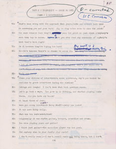 Lot #5032 Bob Dylan Hand-Annotated 1971 Interview Transcript (Tape #2, First Correction) - Image 1