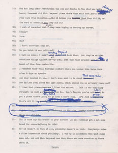 Lot #5032 Bob Dylan Hand-Annotated 1971 Interview Transcript (Tape #2, First Correction) - Image 4