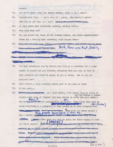 Lot #5032 Bob Dylan Hand-Annotated 1971 Interview Transcript (Tape #2, First Correction) - Image 5