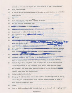 Lot #5032 Bob Dylan Hand-Annotated 1971 Interview Transcript (Tape #2, First Correction) - Image 9
