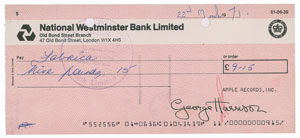 Lot #5209 George Harrison Signed Check - Image 1