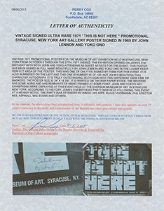 Lot #5225 John Lennon and Yoko Ono Signed Poster - Image 3