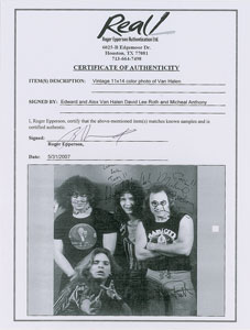 Lot #5536  Van Halen Signed Photograph - Image 4