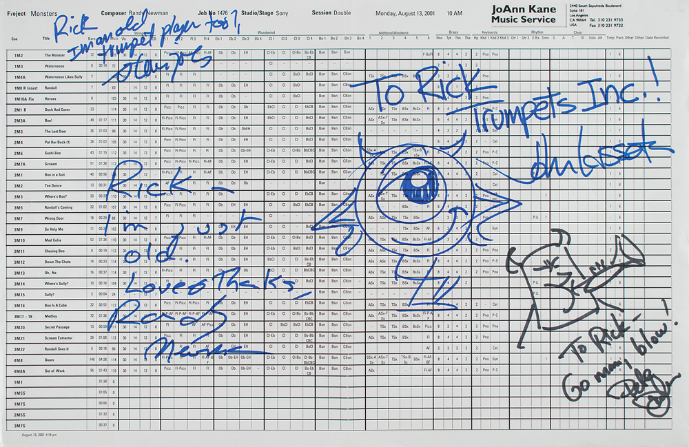 Lot #6004 Steve Jobs Signed Monsters, Inc. Cue Sheet