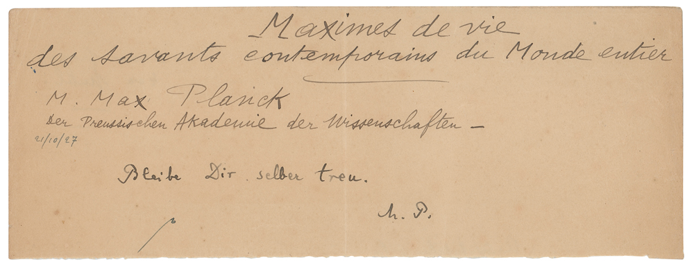 Lot #168 Max Planck