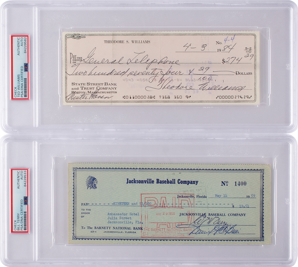 Lot #859 Ted Williams and Bill Terry