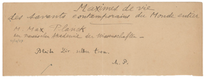 Lot #168 Max Planck