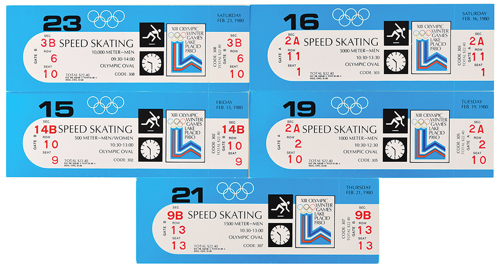 Lot #3079  Lake Placid 1980 Winter Olympics Eric Heiden Ticket Collection