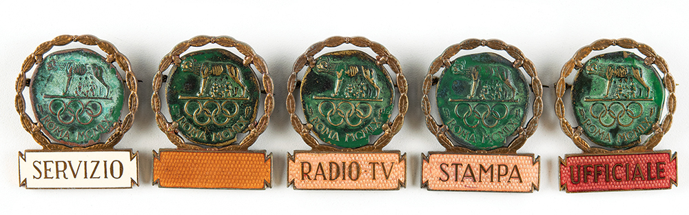 Lot #7068  Rome 1960 Summer Olympics Group of (5) Badges