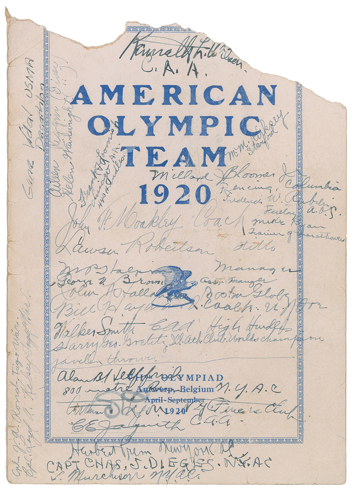 Lot #7026 Tug Wilson's Antwerp 1920 Olympics American Team 'Farewell Gathering' Multi-signed Program