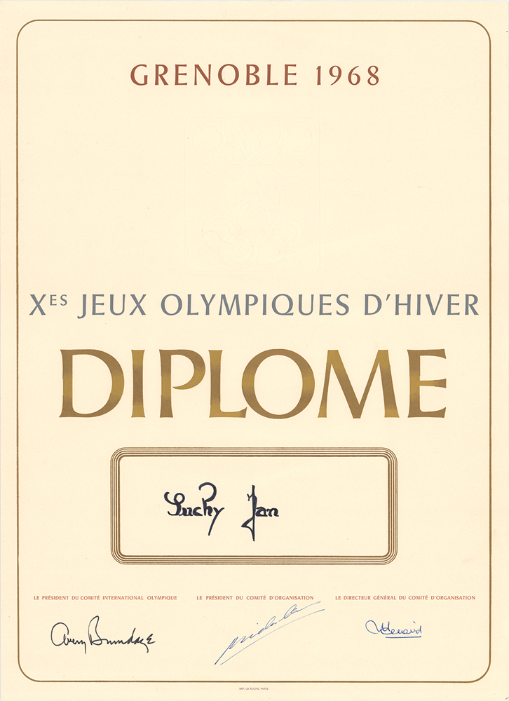 Lot #7088  Grenoble 1968 Winter Olympics Silver Medal Winner's Diploma