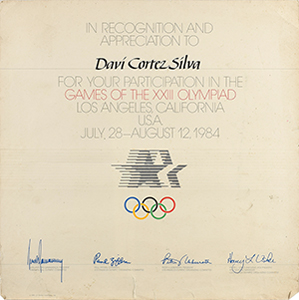Lot #7120  Los Angeles 1984 Summer Olympics Silver Winner's Medal with Diploma and Participation Medal - Image 8