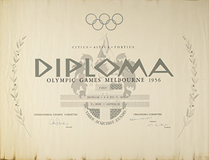 Lot #7061  Melbourne 1956 Summer Olympics Winner's Diploma