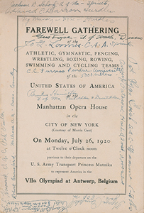 Lot #7026 Tug Wilson's Antwerp 1920 Olympics American Team 'Farewell Gathering' Multi-signed Program - Image 3
