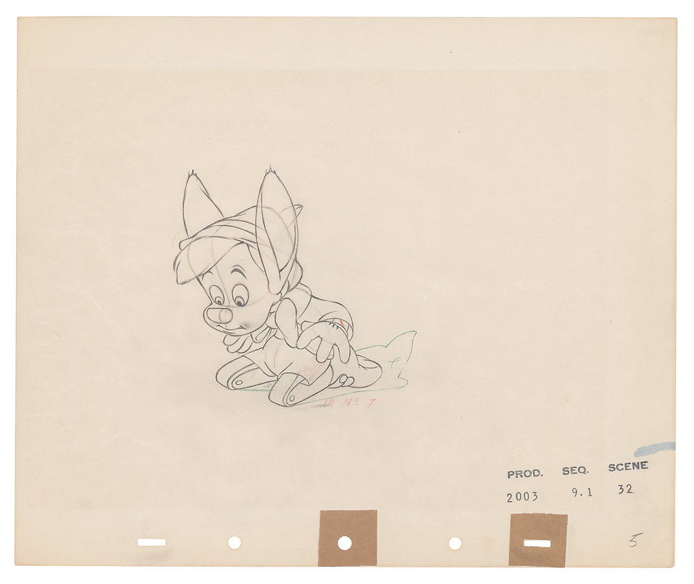 Lot #523 Pinocchio production drawing from Pinocchio