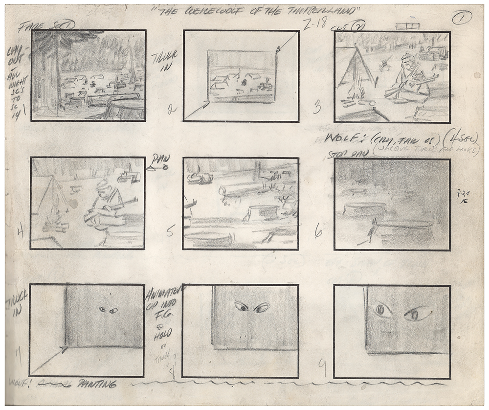 Lot #559 Jonny Quest complete storyboard from the episode The Werewolf of the Timberland