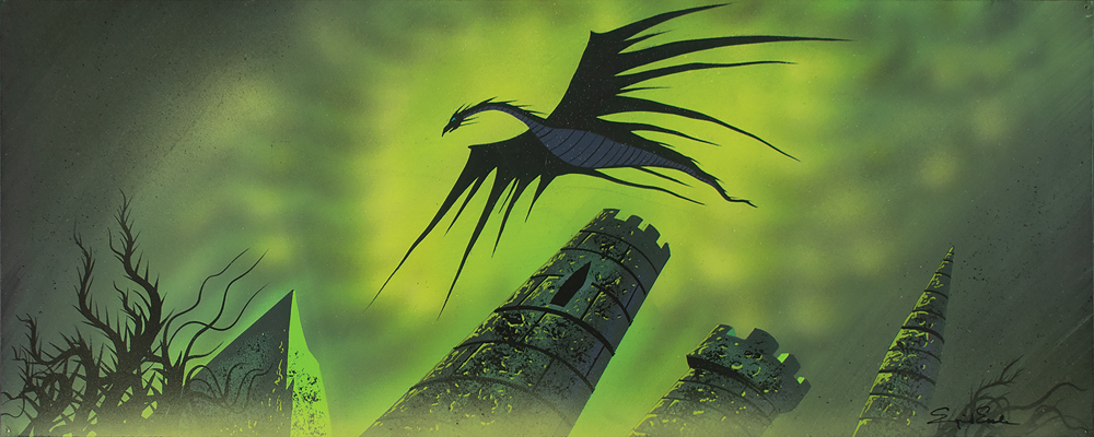 Lot #539 Eyvind Earle concept painting of Maleficent from Sleeping Beauty