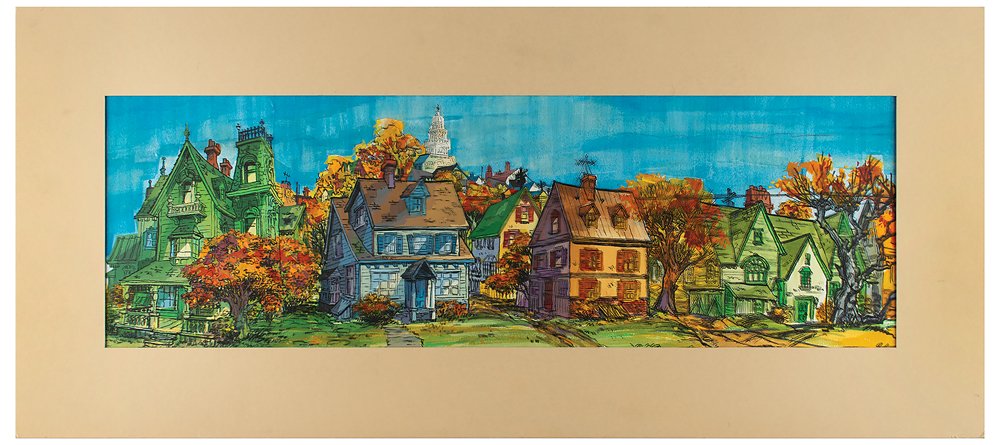 Lot #544 Walt Peregoy hand-painted pan production background from 101 Dalmatians