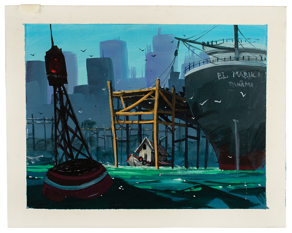 Lot #553 David Jonas concept background painting from Oliver & Company