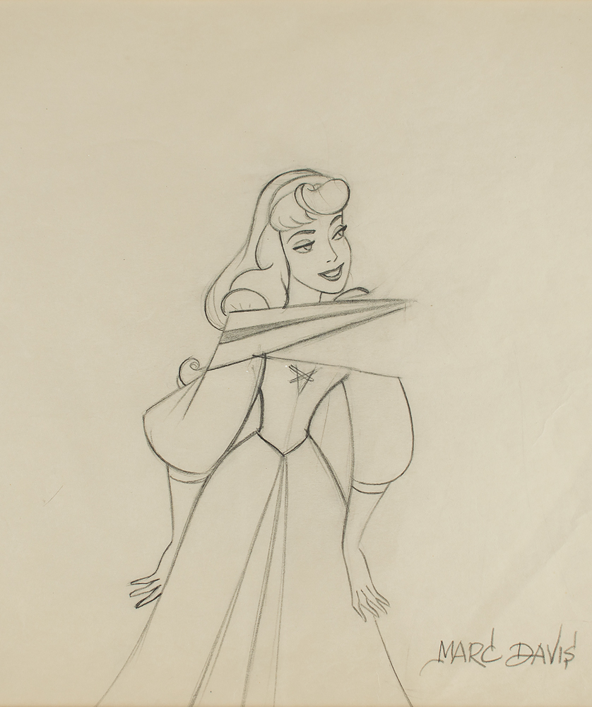 Lot #543 Marc Davis production drawing of Briar Rose from Sleeping Beauty
