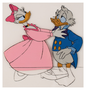 Lot #607 Daisy and Scrooge McDuck production cels from Mickey's Christmas Carol
