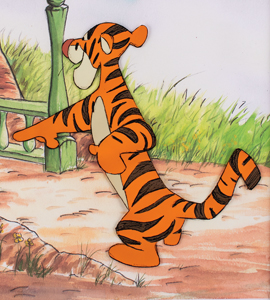 Lot #604 Tigger production cel from The Many Adventures of Winnie the Pooh