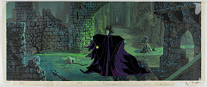 Lot #538 Eyvind Earle pan production background and production cel of Maleficent from Sleeping Beauty - Image 2