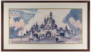Lot #568 Herb Ryman print of Sleeping Beauty's Castle from the Disneyland Hotel - Image 2