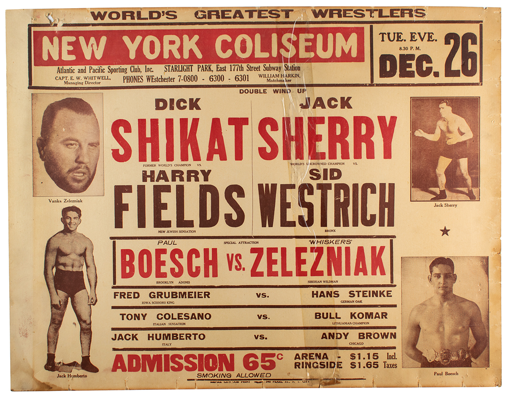 Lot #1152  New York 1933 Professional Wrestling Poster