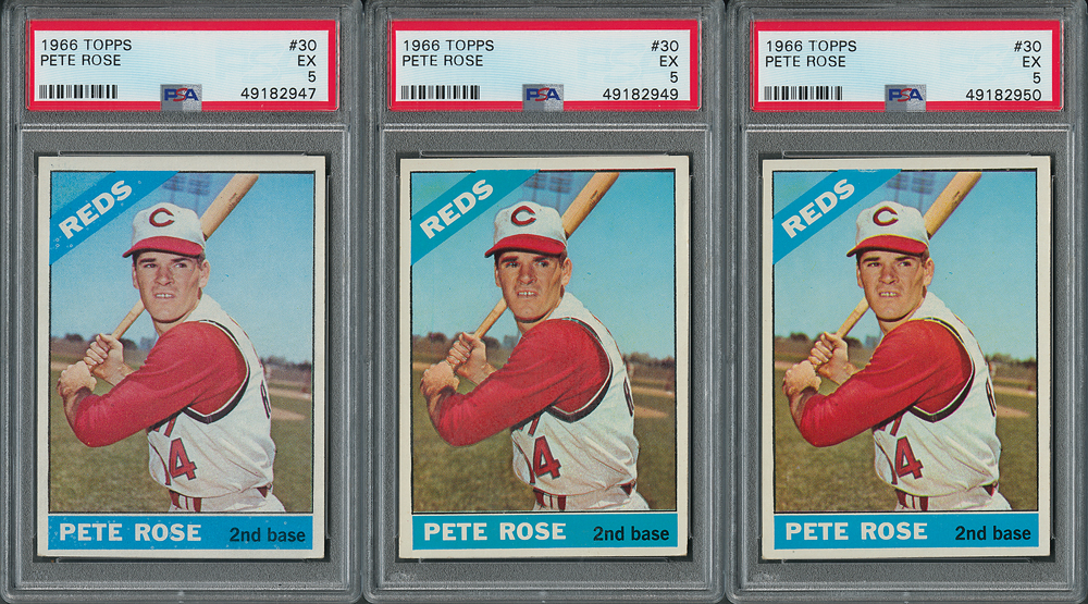 Lot #9056  1966 Topps #30 Pete Rose PSA EX 5 Group of (3)