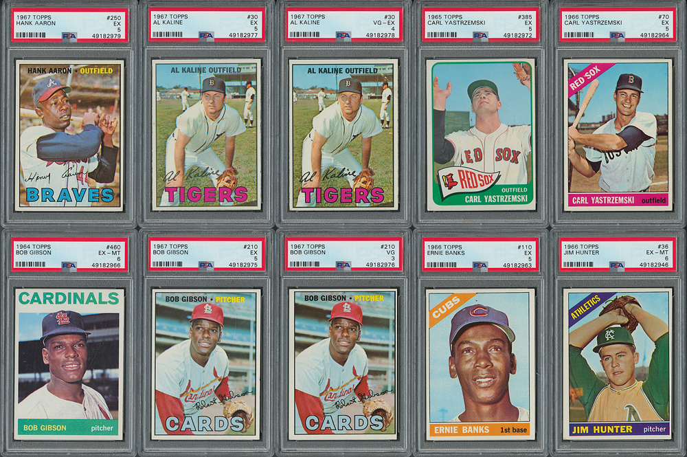 Lot #9074  1960s Topps Baseball Lot of (10) HOFers with Aaron, Banks, and More - All PSA Graded
