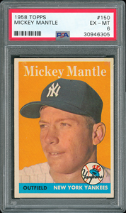Lot #9045  1958 Topps #150 Mickey Mantle PSA EX-MT 6