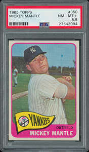 Lot #9050  1965 Topps #350 Mickey Mantle - PSA NM-MT+ 8.5