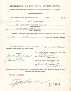 Lot #9186 J. Walter Kennedy (8) Signed Transfer Contracts - Image 4