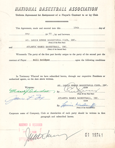 Lot #9186 J. Walter Kennedy (8) Signed Transfer Contracts - Image 5