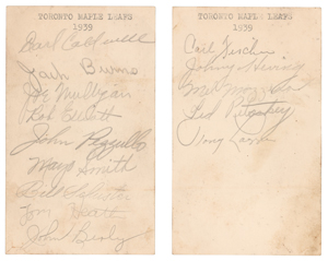 Lot #9259 Tony Lazzeri and 1939 Toronto Maple Leafs Signatures - Image 1