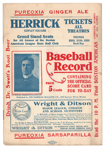 Lot #9224  Circa 1910 Boston vs Washington Baseball Record with Score Card (Scored)