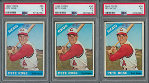 Lot #9056  1966 Topps #30 Pete Rose PSA EX 5 Group of (3) - Image 1
