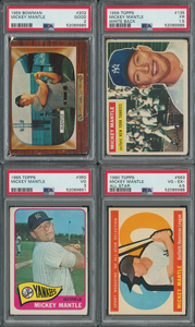 Lot #9038  1950s-60s Bowman and Topps Mickey Mantle Lot of (4) - PSA FR 1.5 to VG-EX+ 4.5