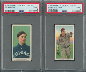 Lot #9022  1909-11 T206 Sweet Caporal 150/30 Ed Walsh and Rube Waddell - Both PSA GOOD 2