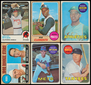 Lot #9048  1960s-70s Topps Hall of Famers Lot of (7): Mantle, Ryan, Clemente, Bench, and Jackson