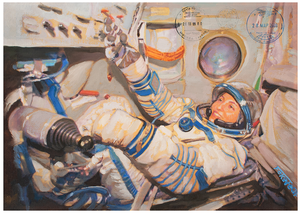 Lot #3558  Soyuz TMA-14/ISS Flown Painting by Jan Fekete