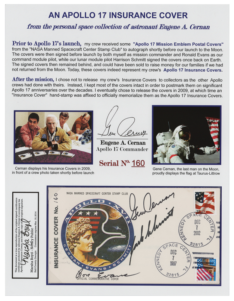 Lot #3464 Gene Cernan's Apollo 17 Anniversary Cover