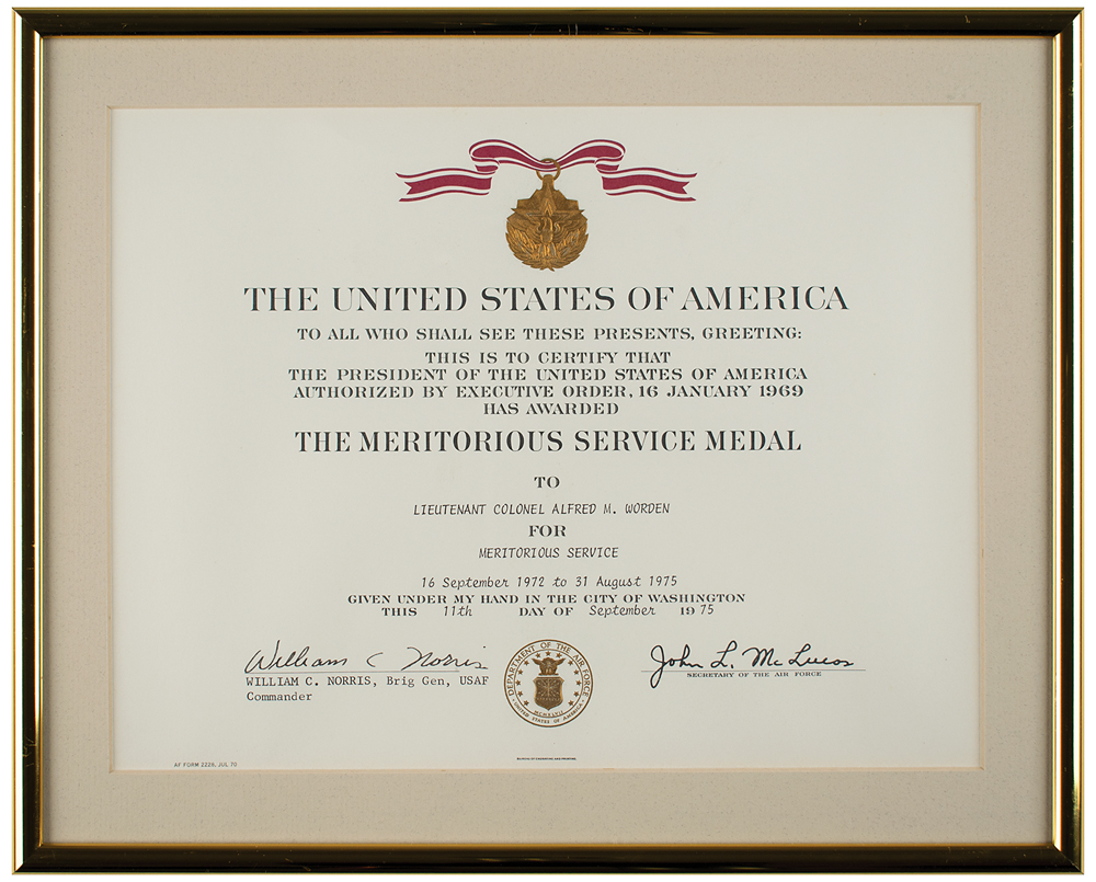 Al Worden's Meritorious Service Award and Air Force Retirement