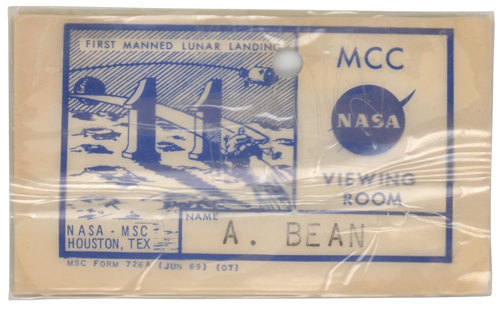 Lot #3193 Alan Bean's Apollo 11 MCC Viewing Room Badge