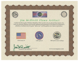 Lot #3154 Jim McDivitt's Apollo 9 Flown Robbins Medallion - Image 4