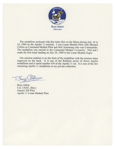 Lot #3175 Buzz Aldrin's Apollo 11 Flown Robbins Medal - Image 3