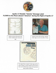 Lot #3467 Gene Cernan's Apollo 17 Lunar Flown 'Gotcha' Stowage Label - Image 3